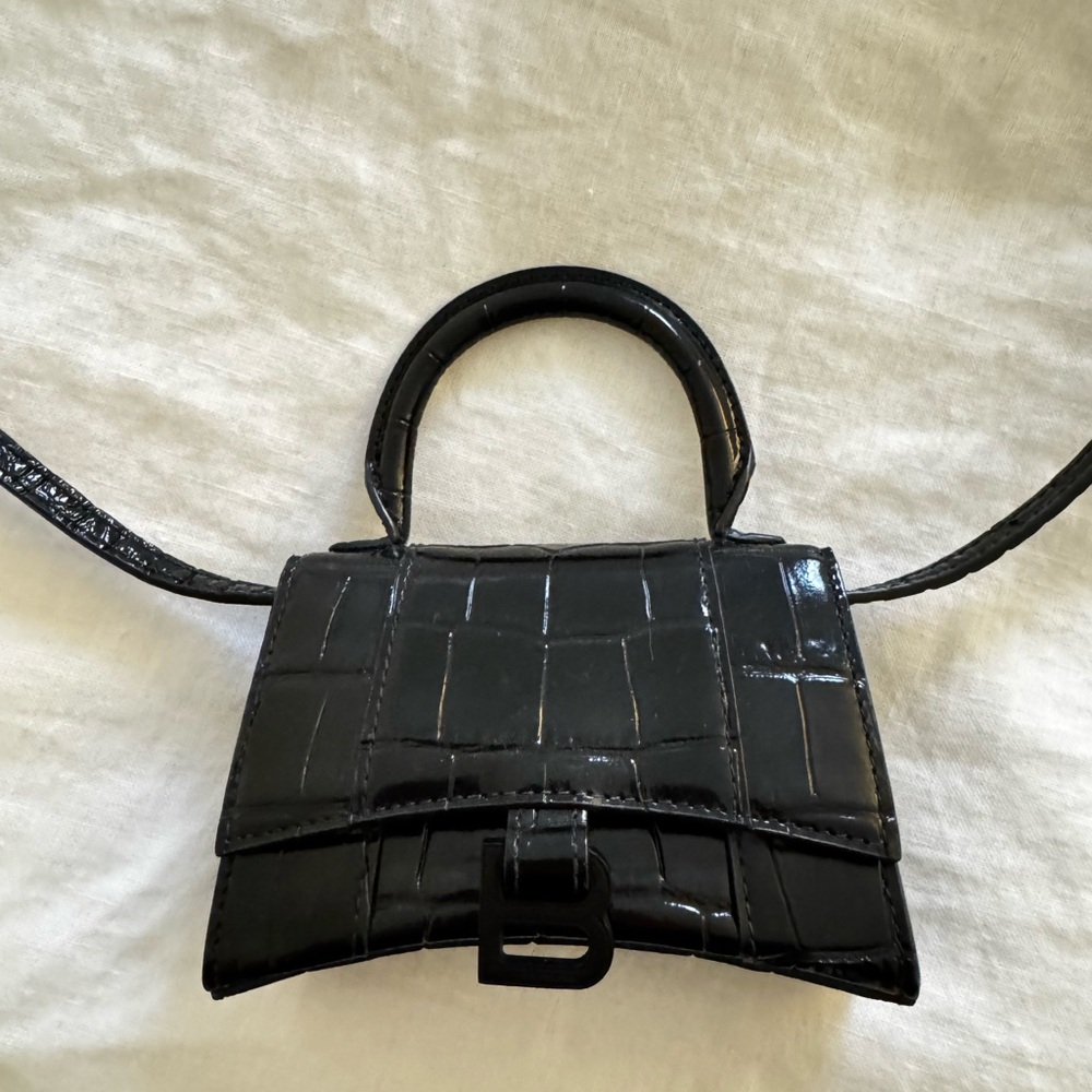 Balenciaga Hourglass Croc Effect Mini Bag